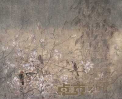 雷苗 2002年作 花疏云淡 镜心 84×105cm